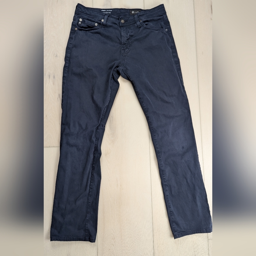 Ag Adriano Goldschmied Men's Navy Straight-Leg Chinos